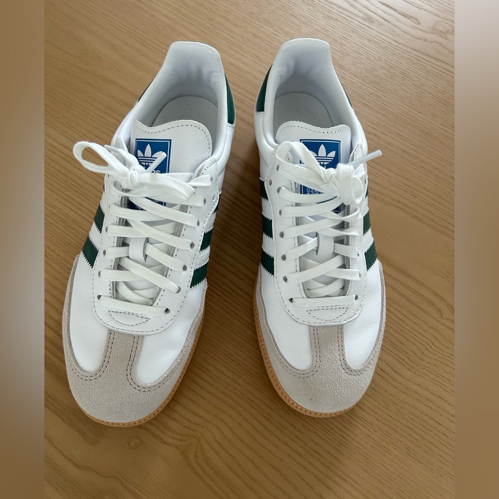 Adidas Women’s White & Green Sambas